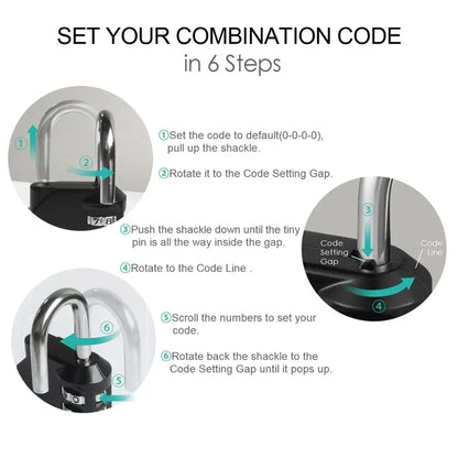 ORIA Padlock Password Lock: 4-Digit Waterproof Outdoor Security for Door, Suitcase, Bag, Cabinet, Locker, Window