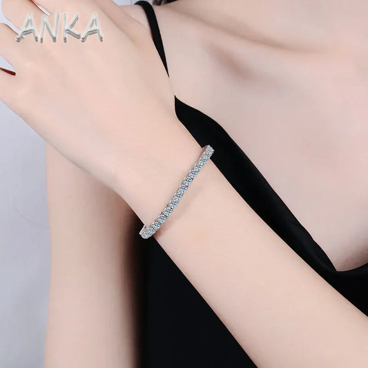 Sterling Silver 925 Moissanite Tennis Bracelet – 0.3CT Full Row Sparkling Moissanite Jewelry