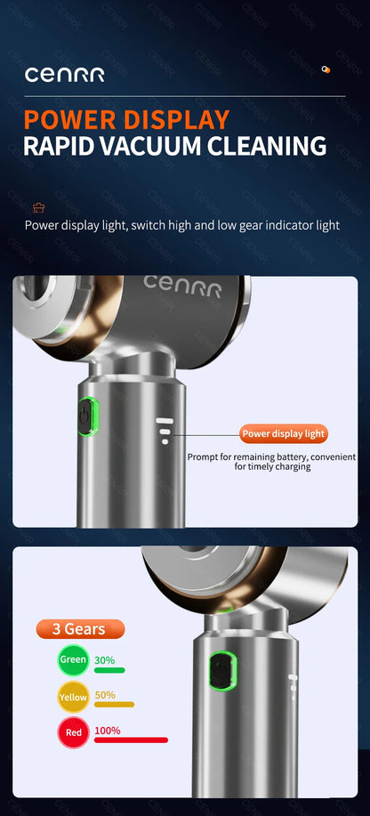 CENRR 360000PA Mini Cordless Car Vacuum Cleaner – Powerful Handheld Portable Wireless Cleaning Machine