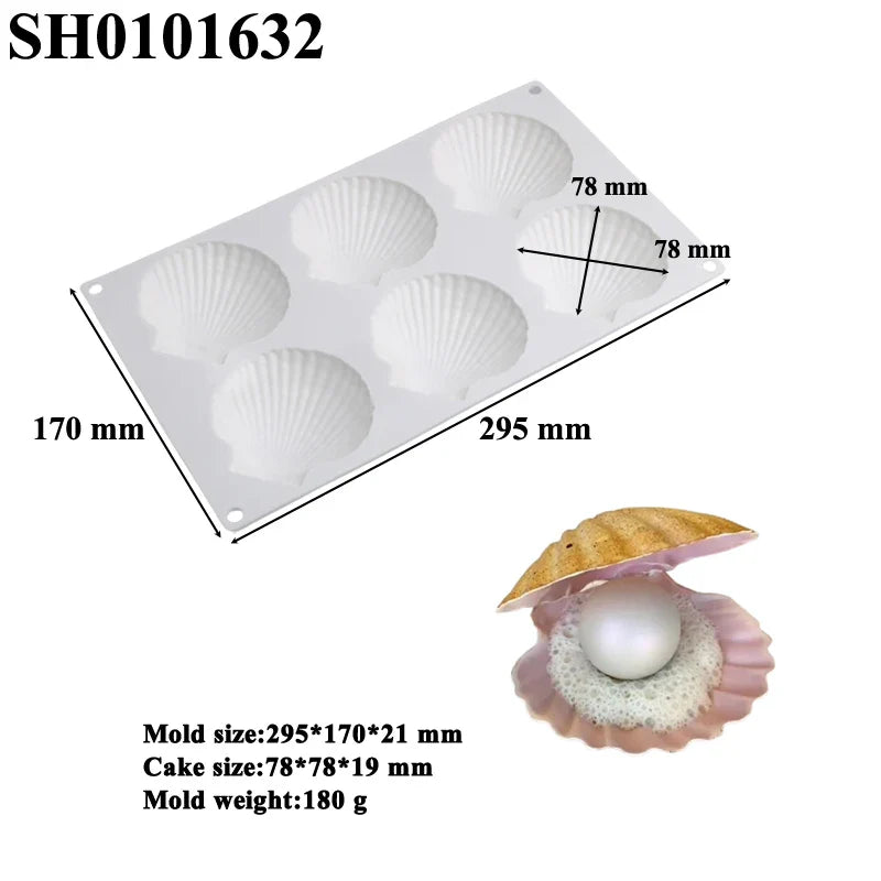 Meibum Marine Theme Silicone Cake Molds – Shell & Pearl Design, Food-Grade Baking & Cake Decorating Tools