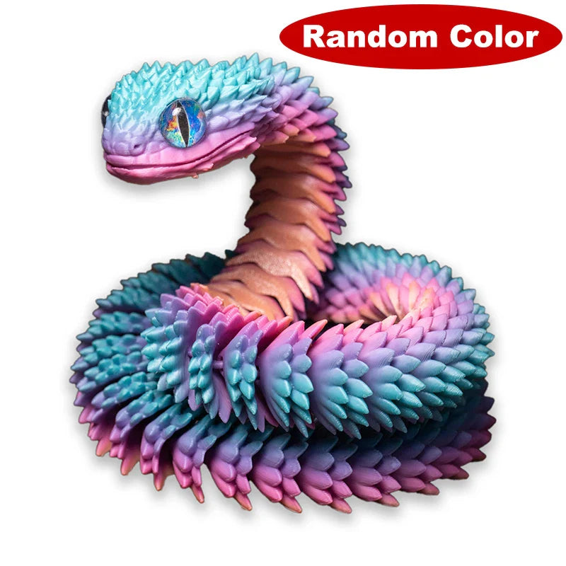 3D Printed Movable Snake Figurine – Realistic Jointed Simulation Ornament for Home & Office, 2025 New Year Craft Gift