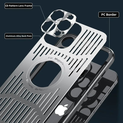 Metal Magnetic MagSafe Case with Heat Dissipation for iPhone 12 13 14 15 16 Pro/Pro Max – Logo Cutout, Wireless Charging Compatible