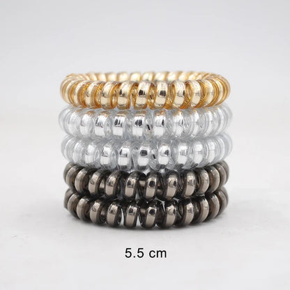 5Pcs Matte Spiral Hair Bands - Fashion Telephone Wire Elastic Hair Ties Stretchable Cord Rubber Bands for Women & Girls