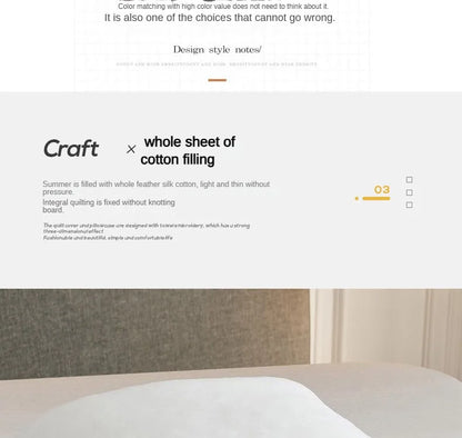 2024 Japanese Cotton-Polyester Summer Quilt – Lightweight, Washable, Skin-Friendly Solid Color Quilt