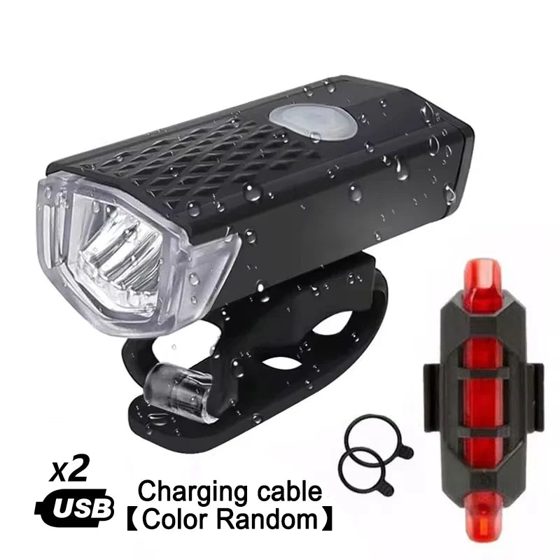 USB Rechargeable Bike Light Set – Front and Taillight with 3 Modes, Easy to Install Bicycle Accessories for Road and MTB
