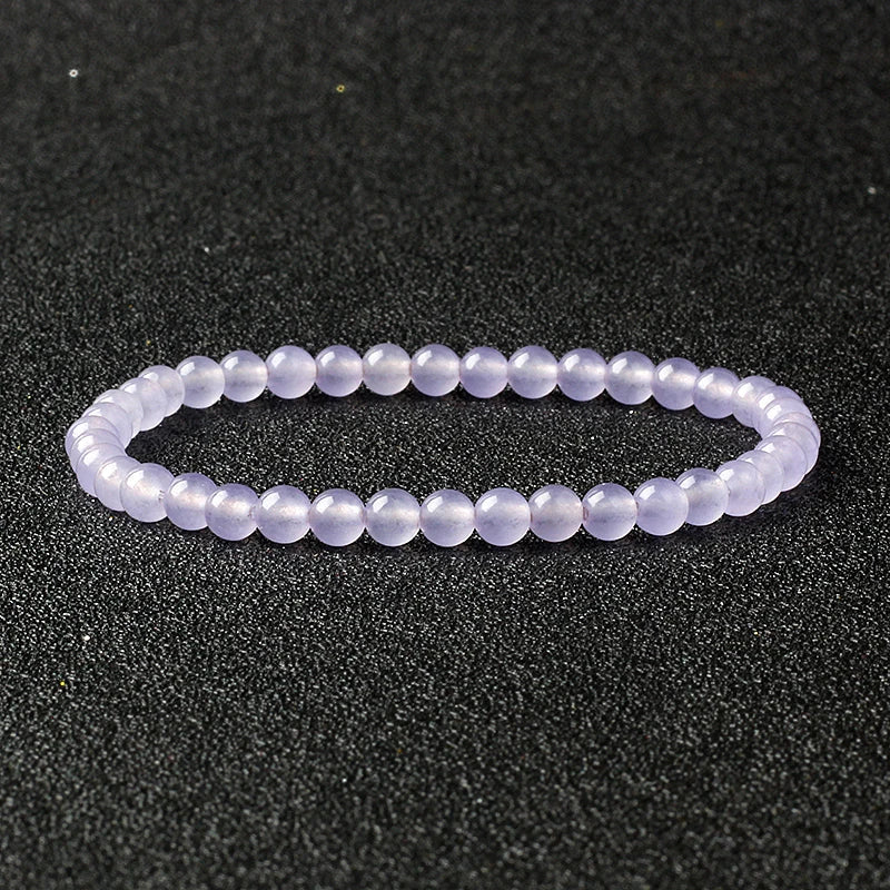 4mm Natural Stone Bead Stretch Bracelet for Men & Women – Agate Lava Handmade Reiki Crystal Jewelry