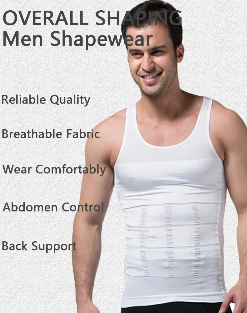 YBFDO Men's Slimming Body Shaper Compression Vest - Seamless Waist Trainer Tank Top for Weight Loss and Belly Control