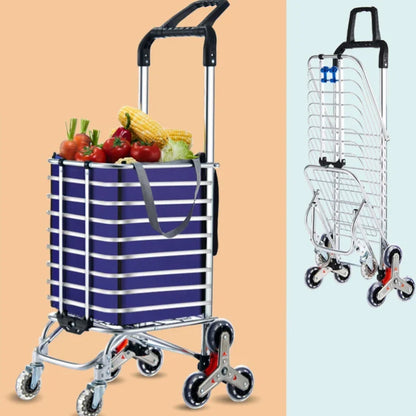 Aluminum Alloy Folding Grocery Cart – Portable Lightweight Shopping Trolley with Step Climbing for Supermarket & Food
