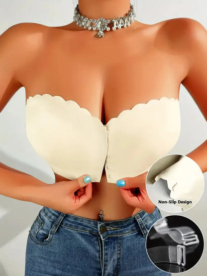 Front Button No-Wire Bra — Smooth, Breathable, Comfortable Underwear, Solid Color, Invisible & Seamless Design