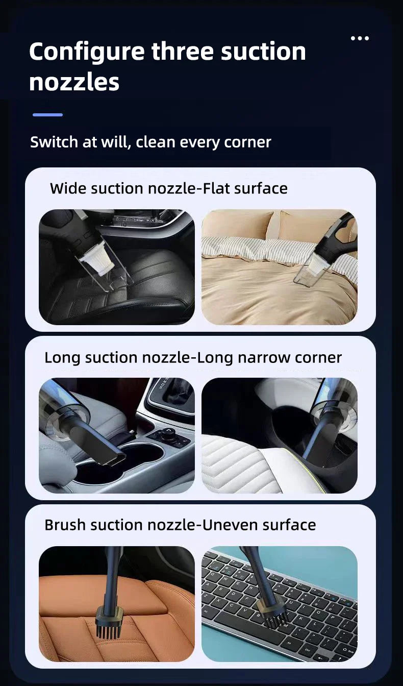 Car Multipurpose Handheld Vacuum Cleaner – Powerful Suction, Rechargeable Wireless Cleaner for Car & Home Dual Use
