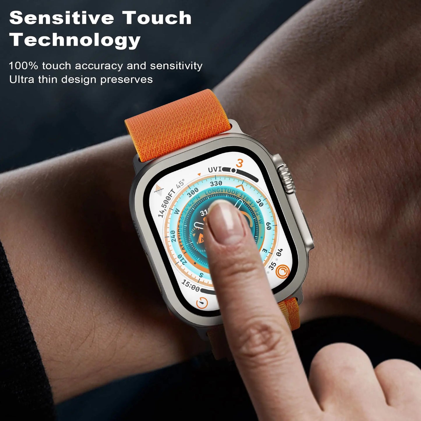 Tempered Glass Screen Protector for Apple Watch Ultra 2 49mm – Anti-Scratch HD Full Film with Metal Bumper, iWatch Ultra Accessories
