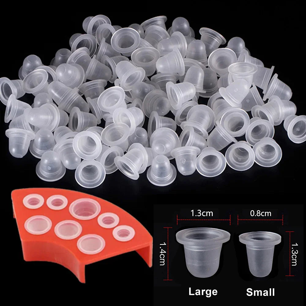 100/500/1000pcs Disposable Silicone Tattoo Ink Cup Caps — Pigment Holder Containers for Tattoo Accessories