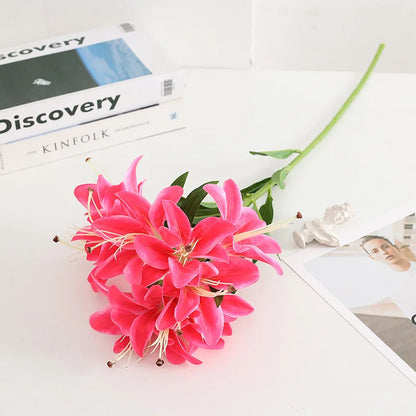 Artificial Silk Lily Bouquet – Creative Fake Flower Arrangement for Living Room, Sweetheart Decoration for Friends