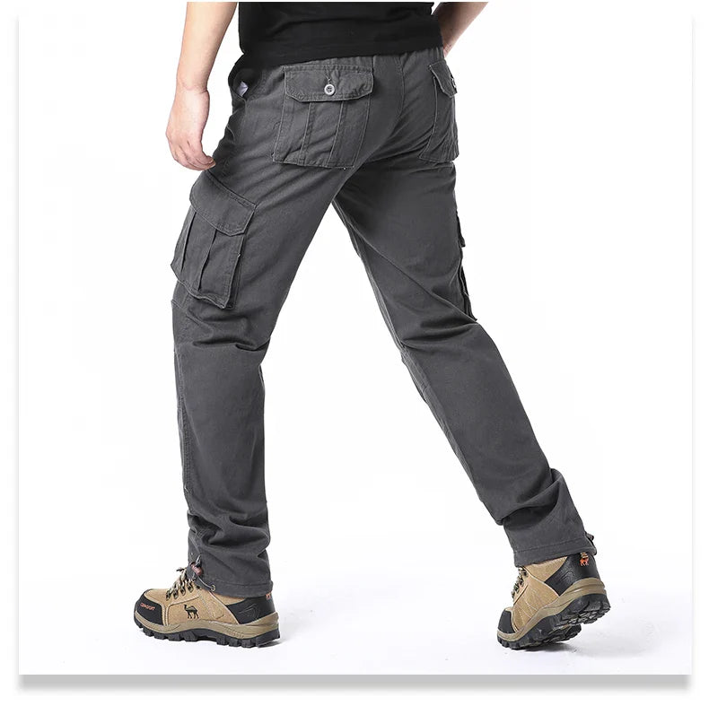 Men's Large Pocket Loose Overalls — Outdoor Sports & Tactical Jogging Pants with Elastic Waist, Pure Cotton Casual Workwear