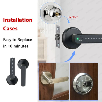 RAYKUBE M3 Tuya BLE Smart Fingerprint Door Lock - Electronic Digital Lock with 60/70mm Latch, Keys, and Remote App Unlocking