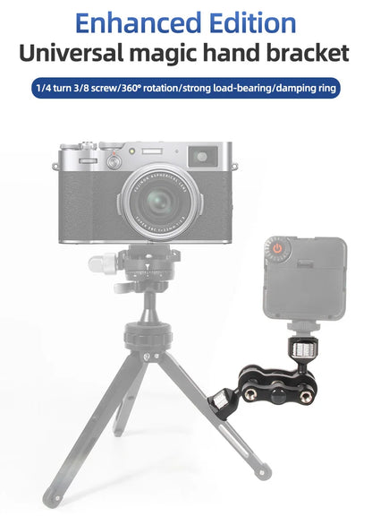 BEXIN TM-5 Articulating Magic Arm with Dual Ball Head, 1/4" Screw for Tripod, Phone Clip, LED Light, LCD Monitor, and Microphone
