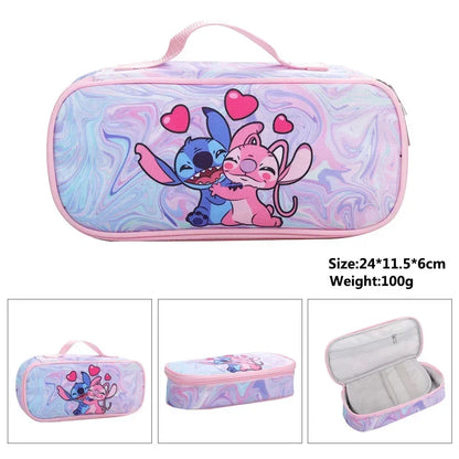 Anime Stitch Fully Printed Flap Pencil Case – Cartoon Stationery Bag for Primary & Secondary Students