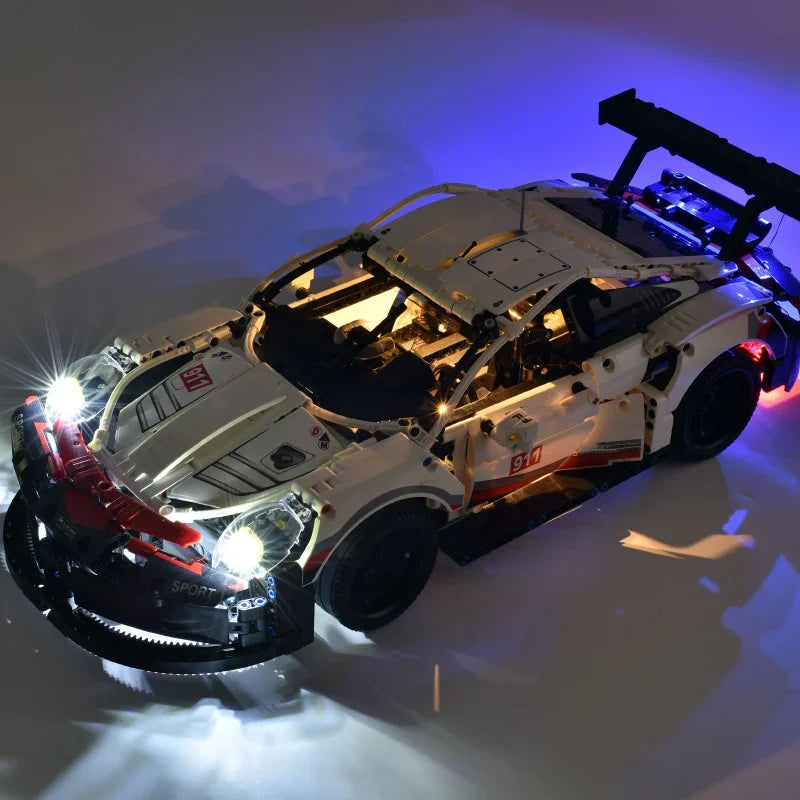 1580PCS Technical Electric Remote Control Car 911RSR – Lights & DIY Building Blocks, Compatible with 42096, Birthday Gift Toy for Kids