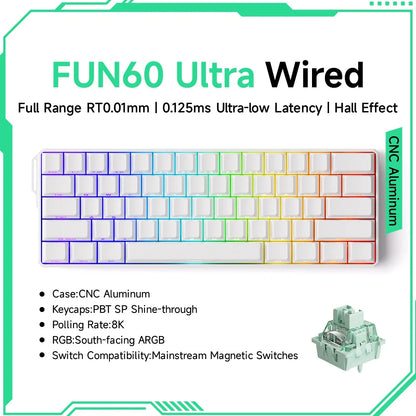 Akko MonsGeek FUN60 60% Mechanical Gaming Keyboard – Magnetic Switch, 8K Rapid Trigger, ARGB HE/TMR Custom Keyboard