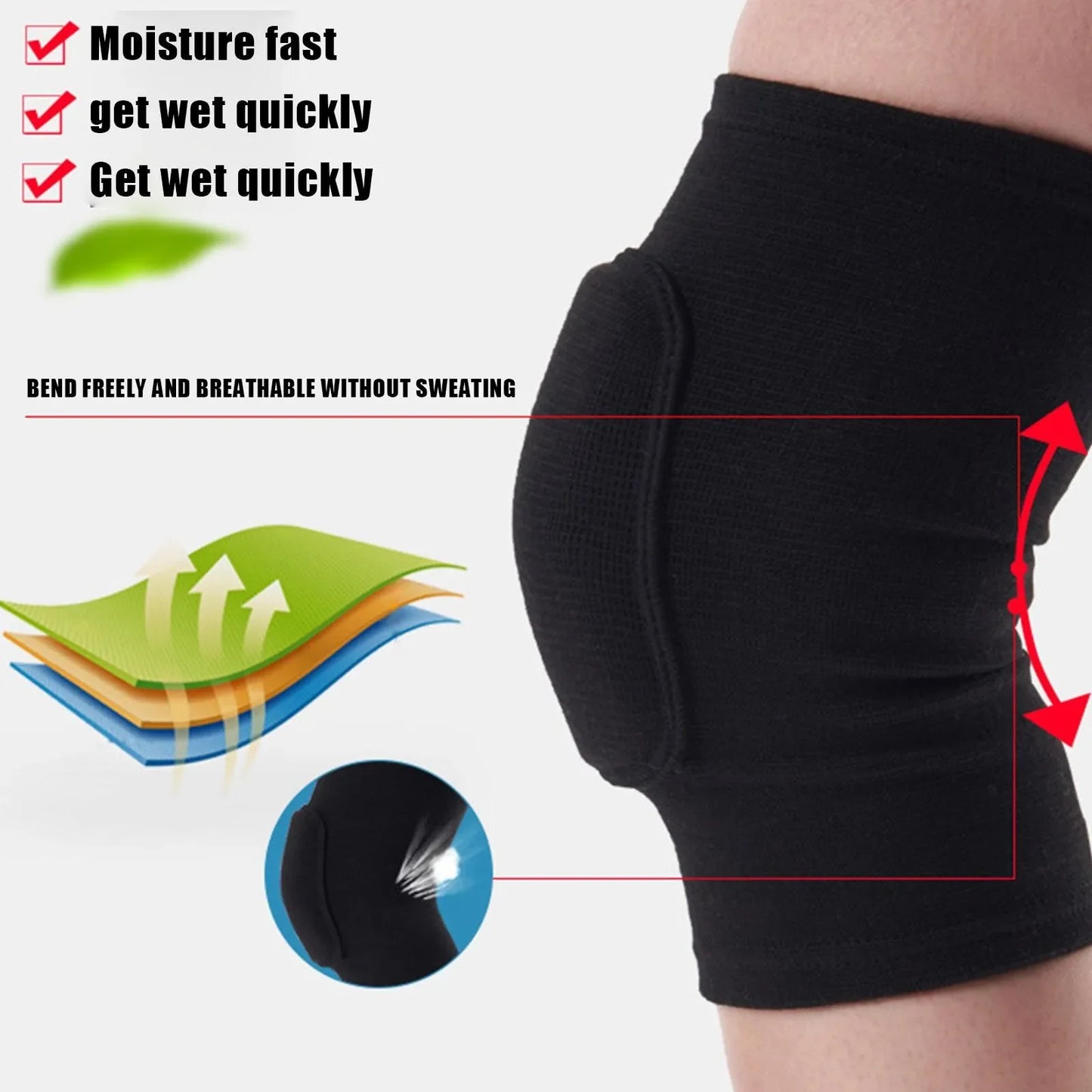 2PCS Sports Compression Knee Pads – Elastic Thickened Sponge Knee Brace for Workout & Dance