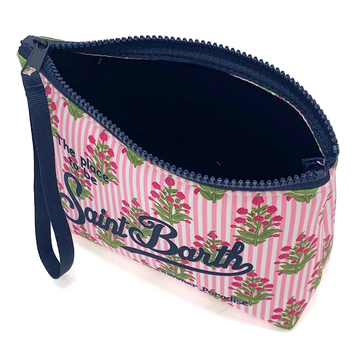 S-SAINT BARTH Pink Neoprene Clutch Bag – Trendy Vertical Zip Pouch Makeup & Toiletry Purse for Women
