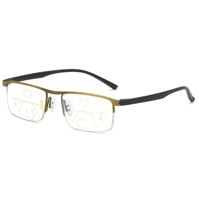 Progressive Multifocal Reading Glasses – Anti-Blue Light Half Frame Bifocal Eyewear for Men & Women +1.00 to +4.00