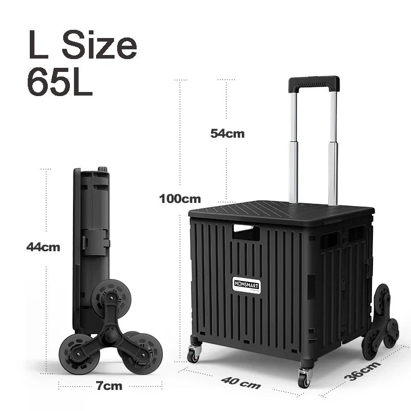 45/65L Folding Shopping Cart Trolley – Portable Home Cart with 2/4/8 Wheels