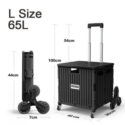 45/65L Folding Shopping Cart Trolley – Portable Home Cart with 2/4/8 Wheels