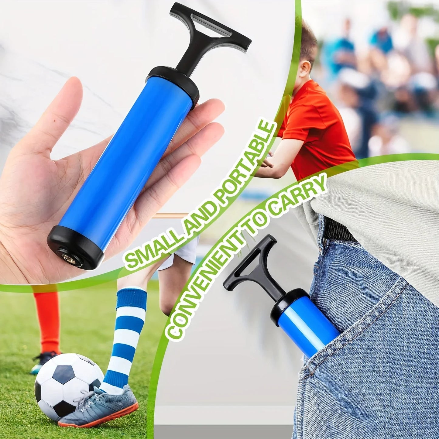 Portable Multifunctional Ball Pump with Needle & Nozzle - Inflator for Football, Basketball, Volleyball & Swimming Balls
