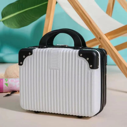 14-Inch Mini Travel Suitcase Cosmetic Box - Hand Luggage Organizer with Password Lock, Small Makeup Case for Boarding