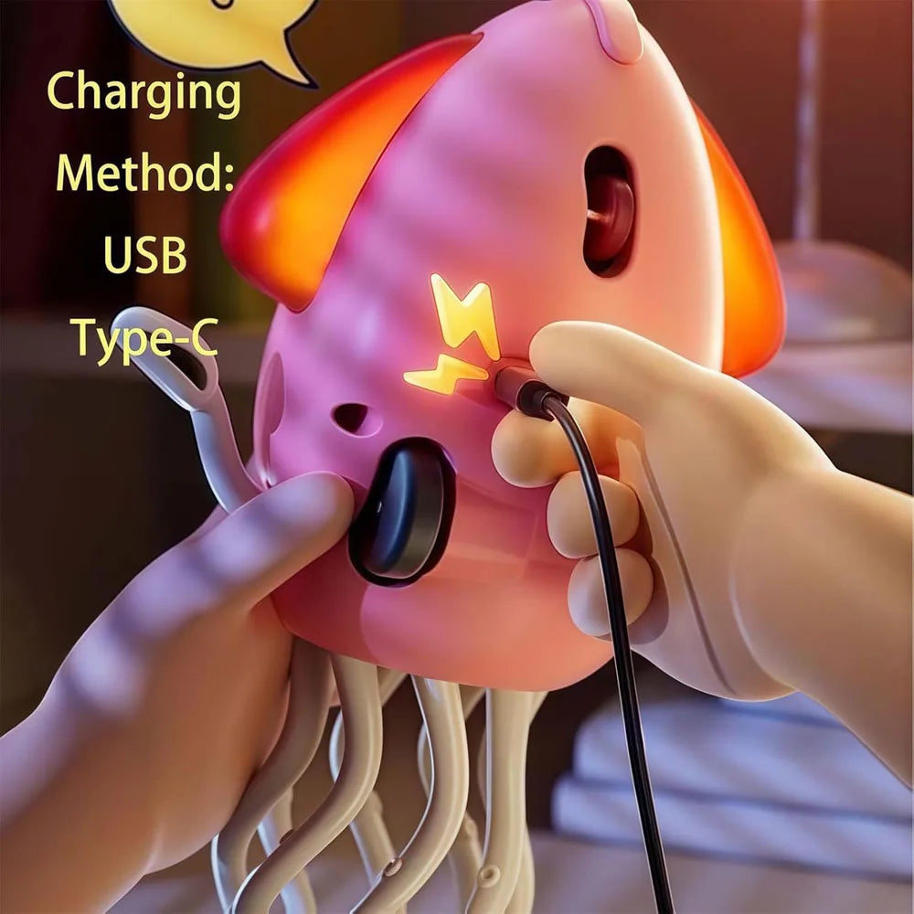 Electric Dancing Squid Toy – Auto-Sensing, Obstacle-Avoidance Interactive Pet with Music & Lights, Rechargeable Gift
