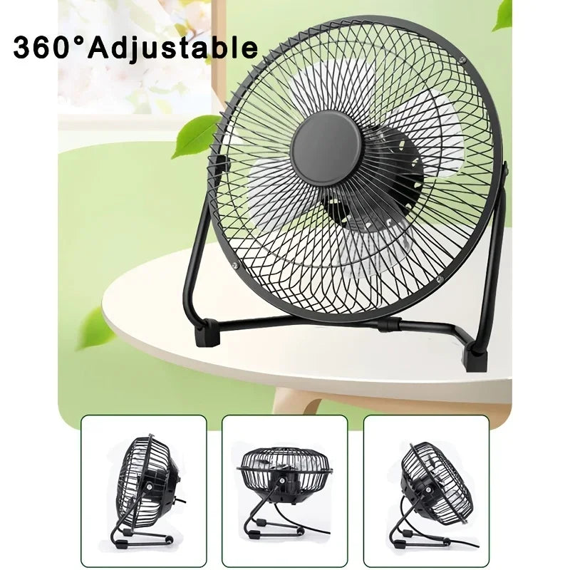 4/6/8 Inch Desktop Portable USB Electric Fan – 2-Speed Adjustable Mini Desk Fan with 4 Blades & 360° Rotation for Strong Airflow
