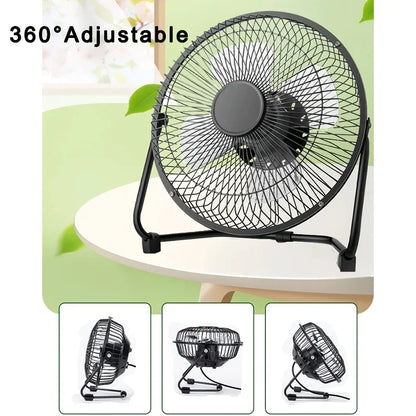 4/6/8 Inch Desktop Portable USB Electric Fan – 2-Speed Adjustable Mini Desk Fan with 4 Blades & 360° Rotation for Strong Airflow