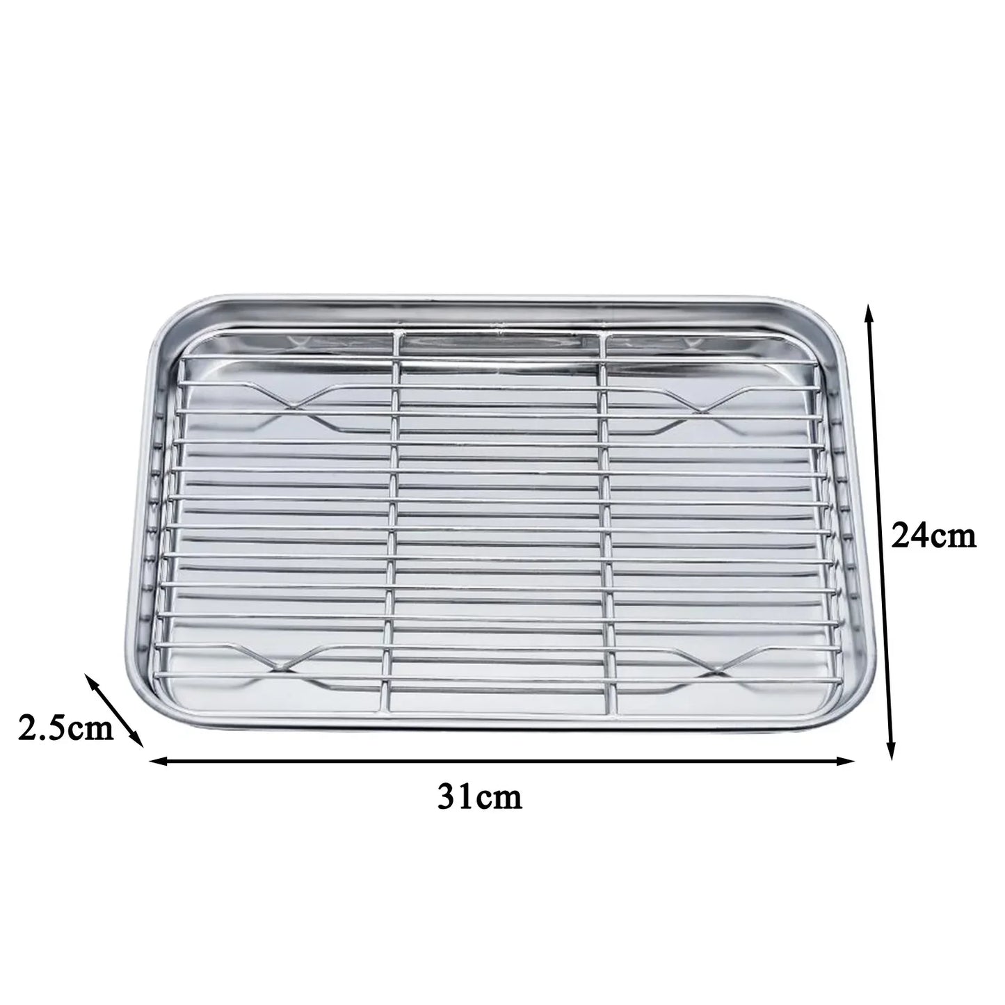 Stainless Steel Baking Tray with Removable Cooling Rack – Non-Toxic Oven & BBQ Sheet Pan, Dishwasher Safe