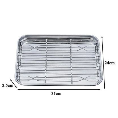 Stainless Steel Baking Tray with Removable Cooling Rack – Non-Toxic Oven & BBQ Sheet Pan, Dishwasher Safe