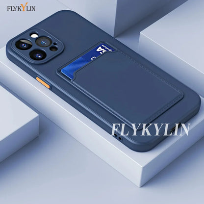 Luxury Soft Silicone Wallet Case with Card Slot, Protective Phone Cover for iPhone 17, 16, 15, 14, 13, 12, 11 Pro Max, Plus, Air & 16E