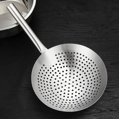 Thickened 304 Stainless Steel Colander with Long Handle – Large Kitchen Sieve for Oil, Flour, Noodles & Dumplings