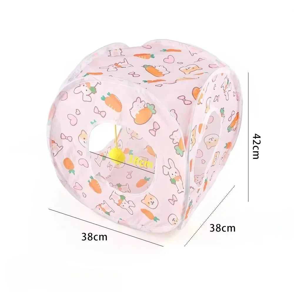 Foldable Pet Tunnel Play Tent - Carrot Design Interactive Cat & Dog Toy for Indoor Outdoor Fun