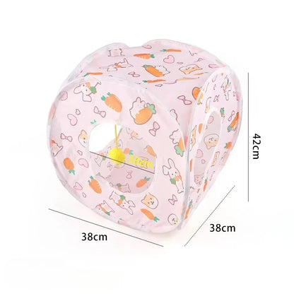 Foldable Pet Tunnel Play Tent - Carrot Design Interactive Cat & Dog Toy for Indoor Outdoor Fun
