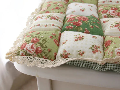 Non-Slip Office Chair Cushion – Pastoral Style Cotton Stool Pad, Breathable & Portable, Home Garden Decorative Gift