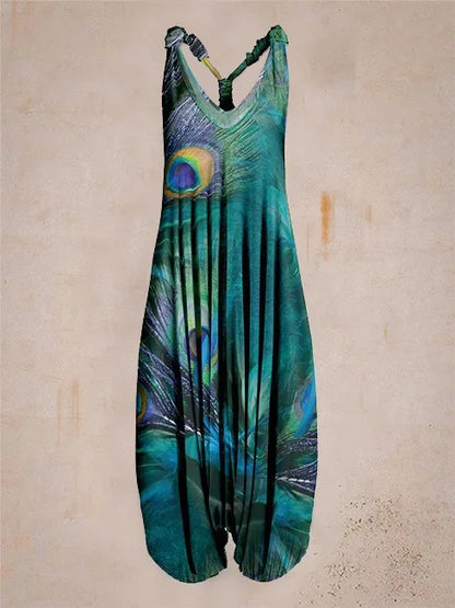 Bohemian Wide Leg Jumpsuit - Vintage Mandala Paisley Print Loose Fit Backless Women Harem Romper