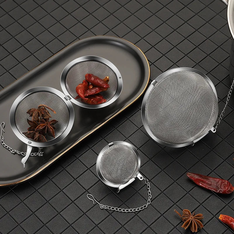Stainless Steel Tea Ball Infuser Set — Durable Strainers for Loose Leaf Tea, Herbs, Spices & Seasoning