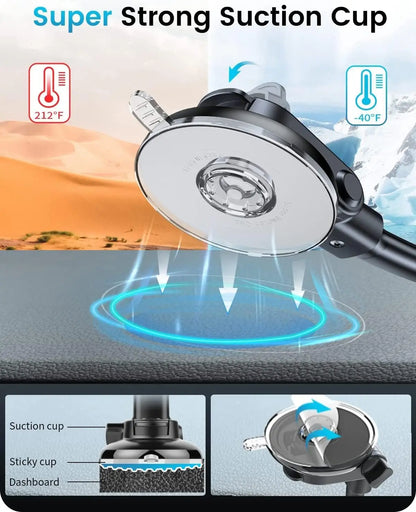 Car Phone Holder – Suction Cup Mount for Windshield, Dashboard & Window, Compatible with Cars and Trucks