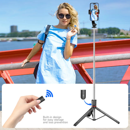 F15 Wireless Remote Selfie Stick Tripod – 68 Inch Extendable Phone Stand Desktop Tripod for iPhone & Android Smartphone Vlogging & Photography Shooting Stand