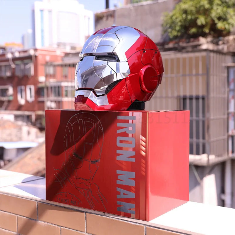 1:1 Iron Man Helmet Mk5 to Mk50 – Avengers War Machine Cosplay with Electric Open/Close, English Voice & Remote Control, Christmas Gift Toy