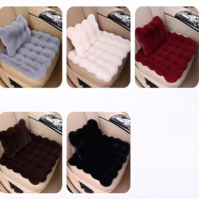 Winter Plush Car Seat Covers – Ultra-Soft Rabbit Fur Cushion Pads for Warmth, Universal Fit Auto Chair Protectors