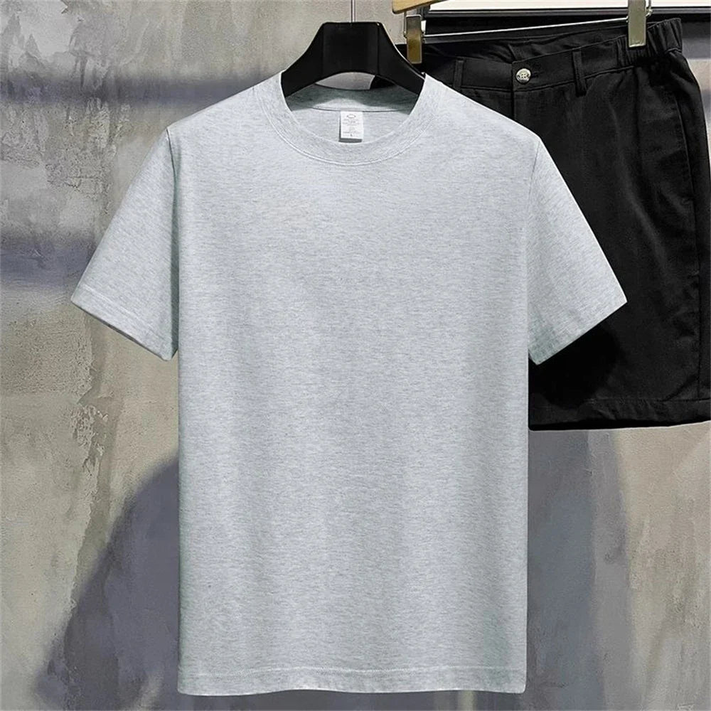 Men's & Women's Cotton T-Shirt — Summer Solid Color Round Neck Short-Sleeve Top, Casual Couple White Tee