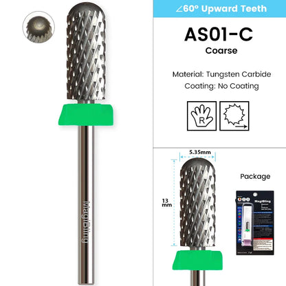 Gold Tungsten Carbide Nail Drill Bits – Large Barrel Milling Cutter, Pro Reversed Durable Grinding & Polishing Tools Accessories 4XC