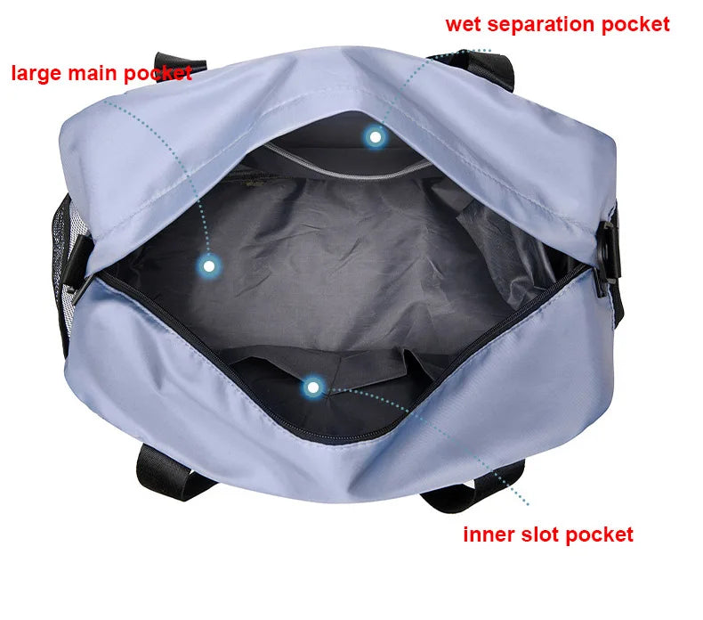 Large Fitness & Sports Duffel Bag – Women’s Gym, Yoga, Swimming Travel Backpack with Dry/Wet Shoes Pocket