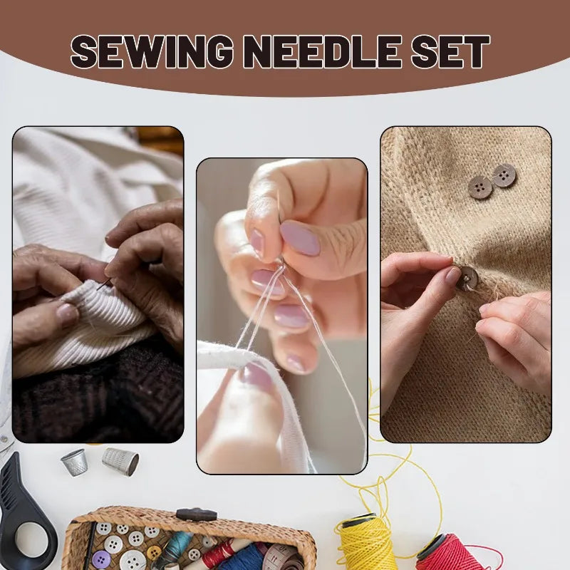 Large Eye Stainless Steel Sewing Needle Set for Embroidery, Knitting & Yarn Stitching – Hand Sewing DIY Crafts Tools